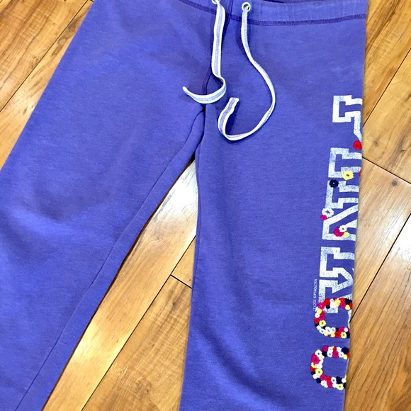 Victoria Secret Pink floral flower purple logo sweats sweatpants joggers… - Picture 8 of 16